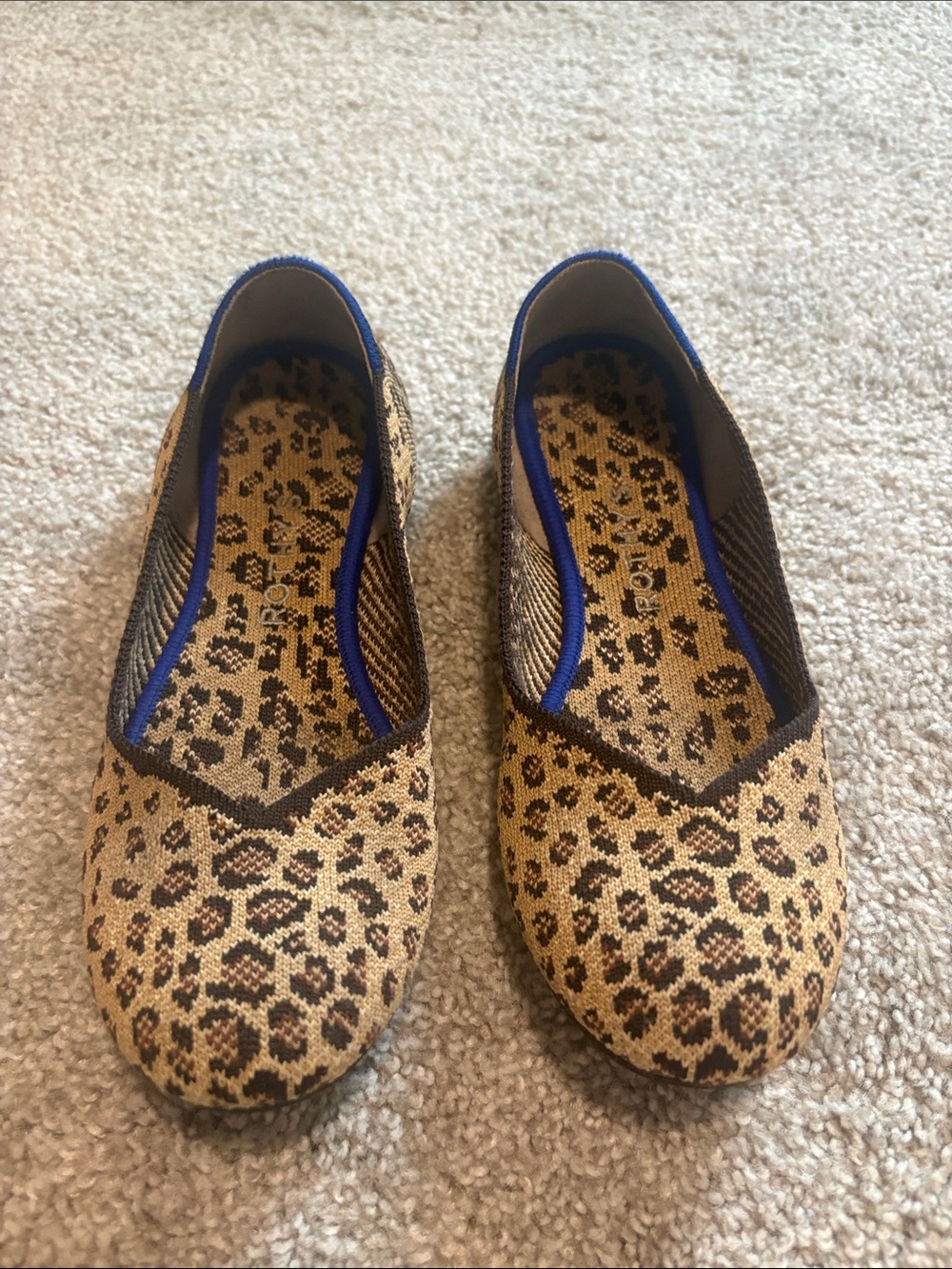 Rothy's Leopard Print Slip-On Flats in Tan and Black 6.5